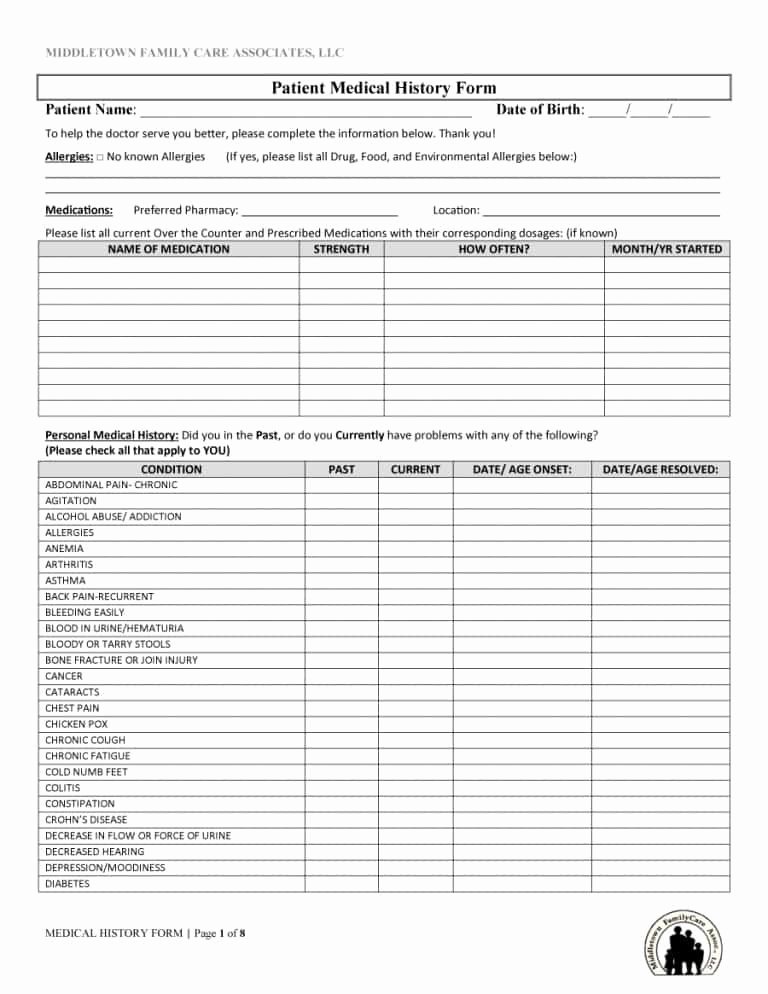 Medical History form Template Pdf Luxury 67 Medical History forms [word Pdf] Printable Templates