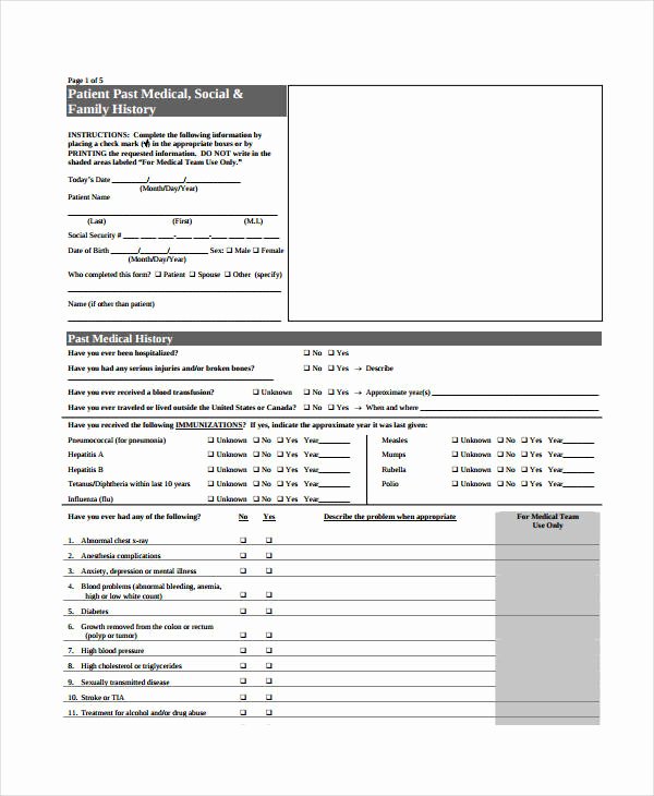 Medical History form Template Pdf Luxury Medical History form 9 Free Pdf Documents Download