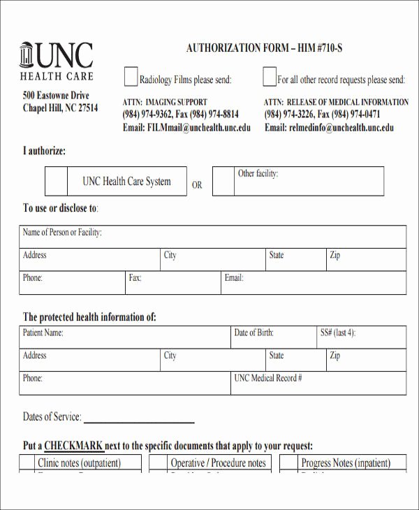 Medical Information form Template Beautiful Release Medical Information form Sample 9 Examples