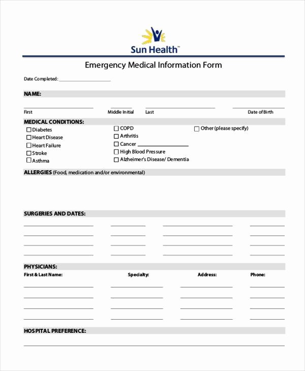 Medical Information form Template Best Of Medical Information form – Medical form Templates