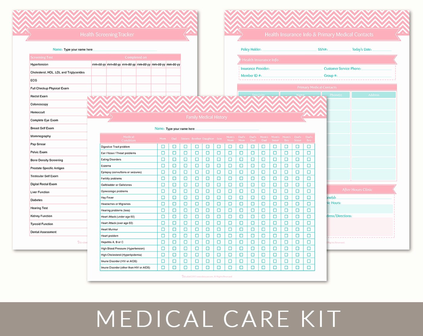 Medical Information form Template Best Of Medical Information Kit organizing Printable Templates 9