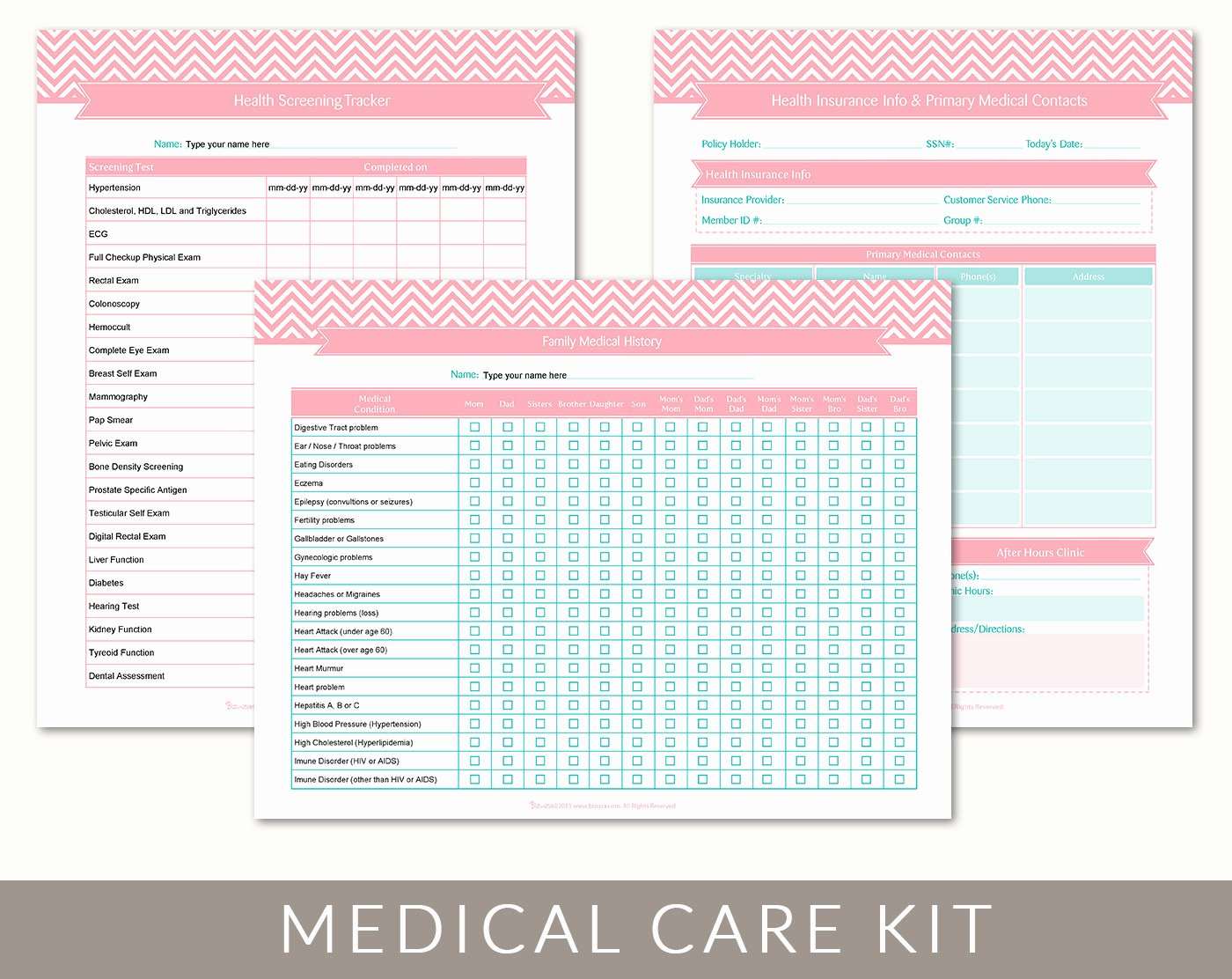 Medical Information form Template Best Of Medical Information Kit organizing Printable Templates 9
