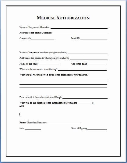 Medical Information form Template Inspirational Medical Authorization form