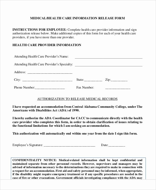 medical information release form