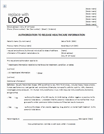 Medical Information form Template Unique Sample Medical Authorization form Templates