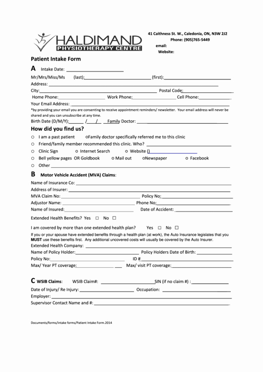 Medical Intake form Template Beautiful Patient Intake form Printable Pdf