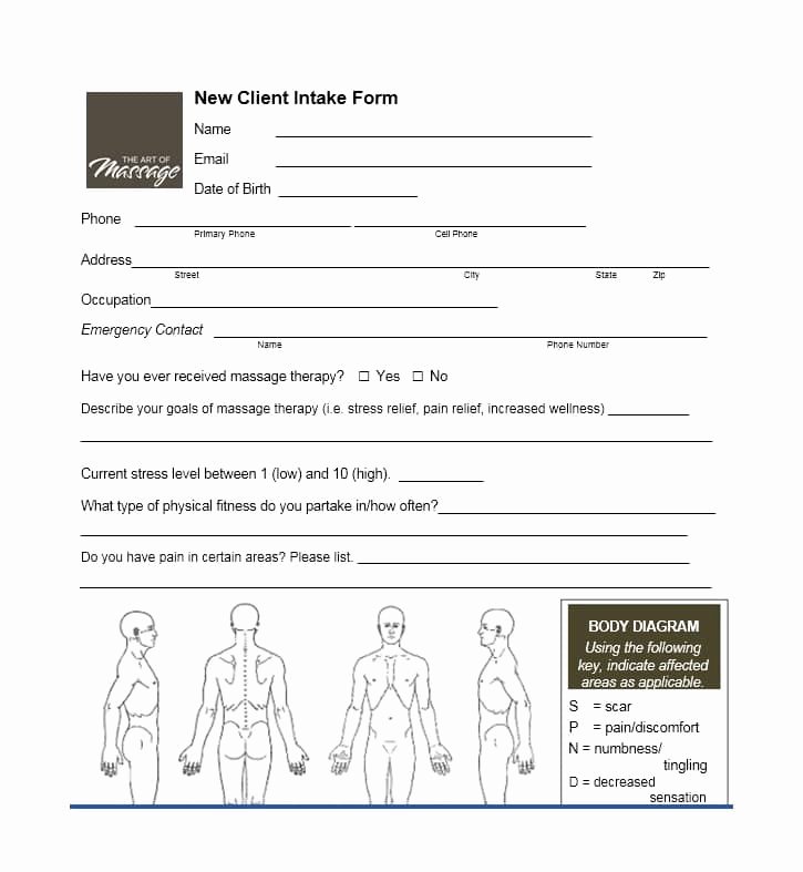 Medical Intake form Template Best Of 59 Best Massage Intake forms for Any Client Printable