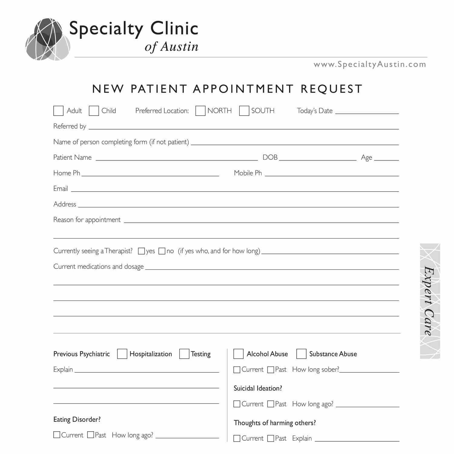 Medical Intake form Template Elegant New Patient Intake form Editable Pdf