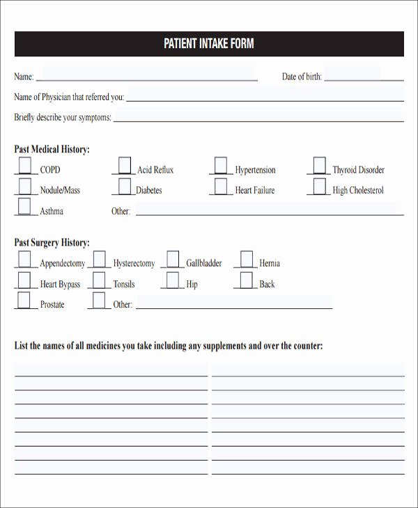 Medical Intake form Template Inspirational 46 Free Medical forms