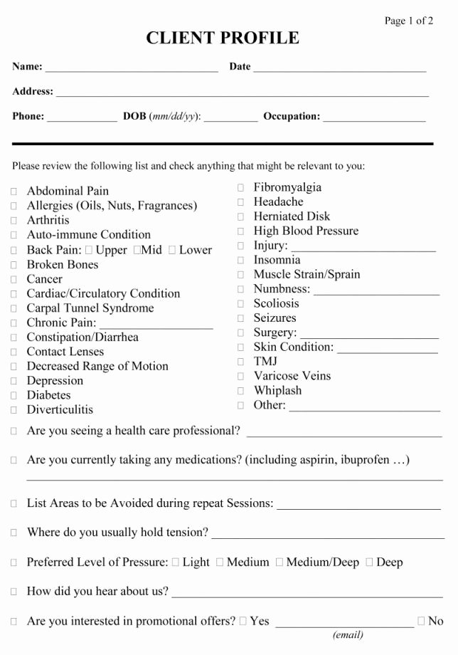 √ 30 Medical Intake form Template | Effect Template