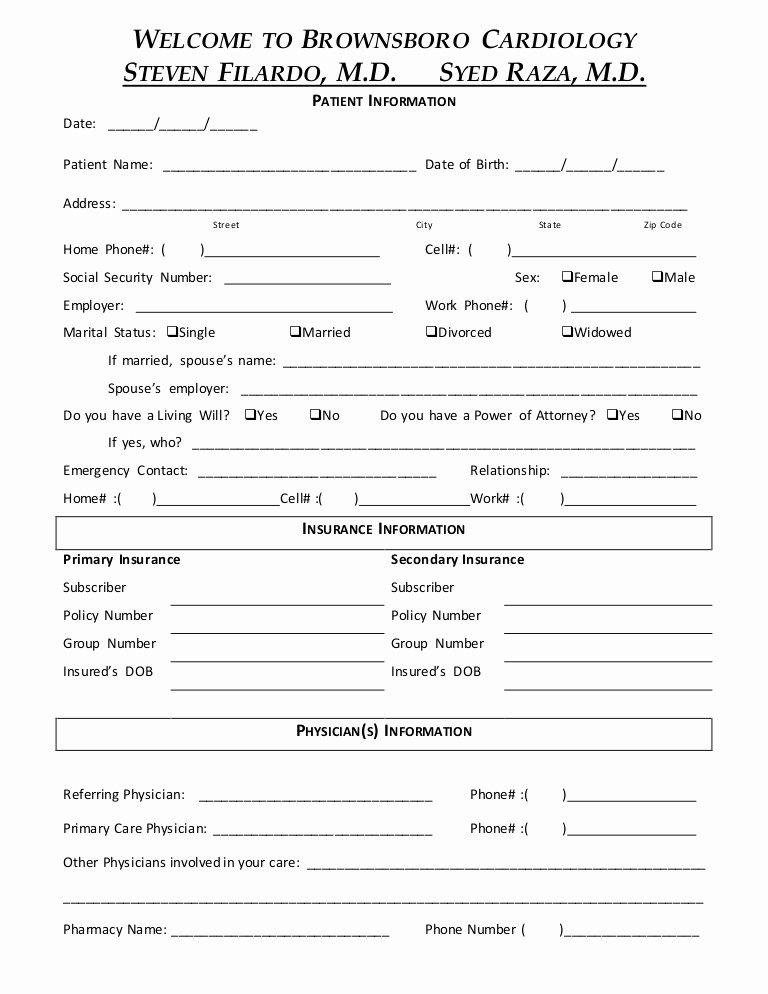 Medical Intake forms Template Awesome New Patient Intake form Template