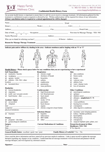 Medical Intake forms Template Awesome Patient forms Massage therapy Intake form