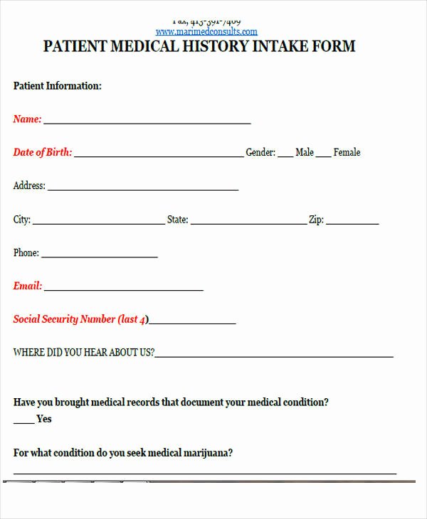 Medical Intake forms Template Best Of 43 Sample Medical forms In Pdf