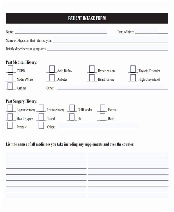 Medical Intake forms Template Fresh 46 Free Medical forms