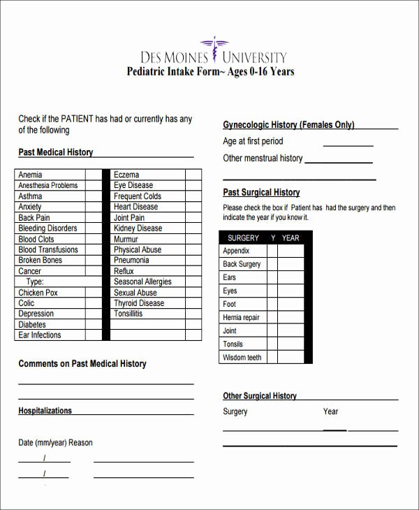 Medical Intake forms Template New 46 Free Medical forms
