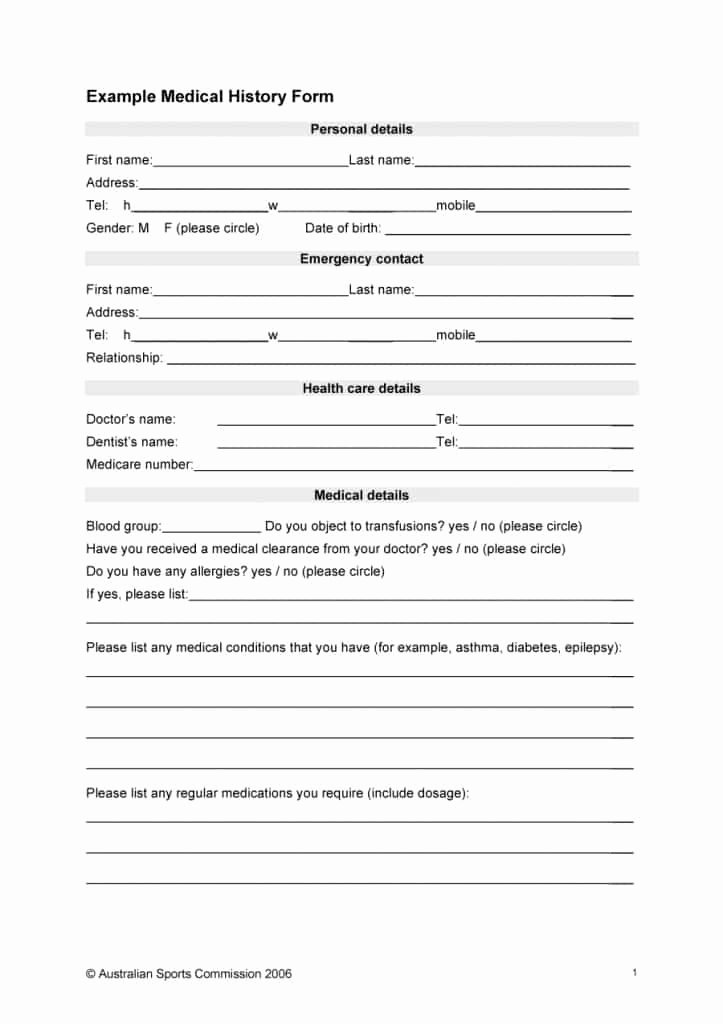 Medical Record forms Template Beautiful 67 Medical History forms [word Pdf] Printable Templates