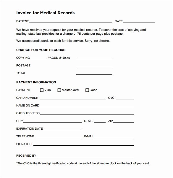 Medical Record forms Template Elegant Free 10 Medical Invoice Templates In Free Samples