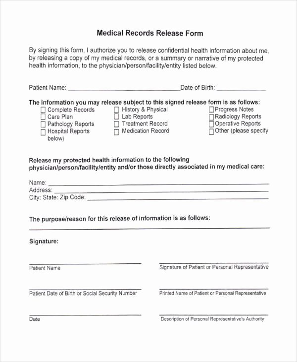 Medical Record forms Template Fresh 24 Medical Release form Templates