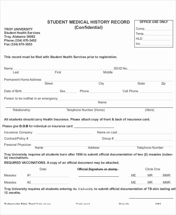 Medical Record forms Template Inspirational Printable Medical forms