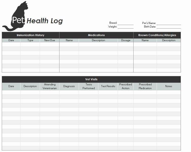 Medical Record forms Template Luxury Printable Pet Health Record Free Printable Medical forms