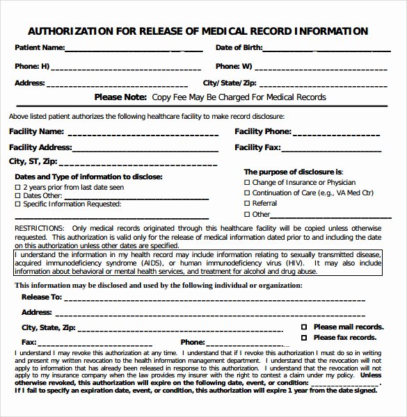 Medical Record forms Template Luxury Sample Medical Record Request forms 6 Download Free