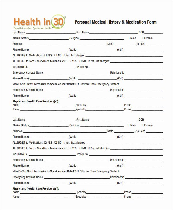 Medical Record forms Template New Medical History form 9 Free Pdf Documents Download