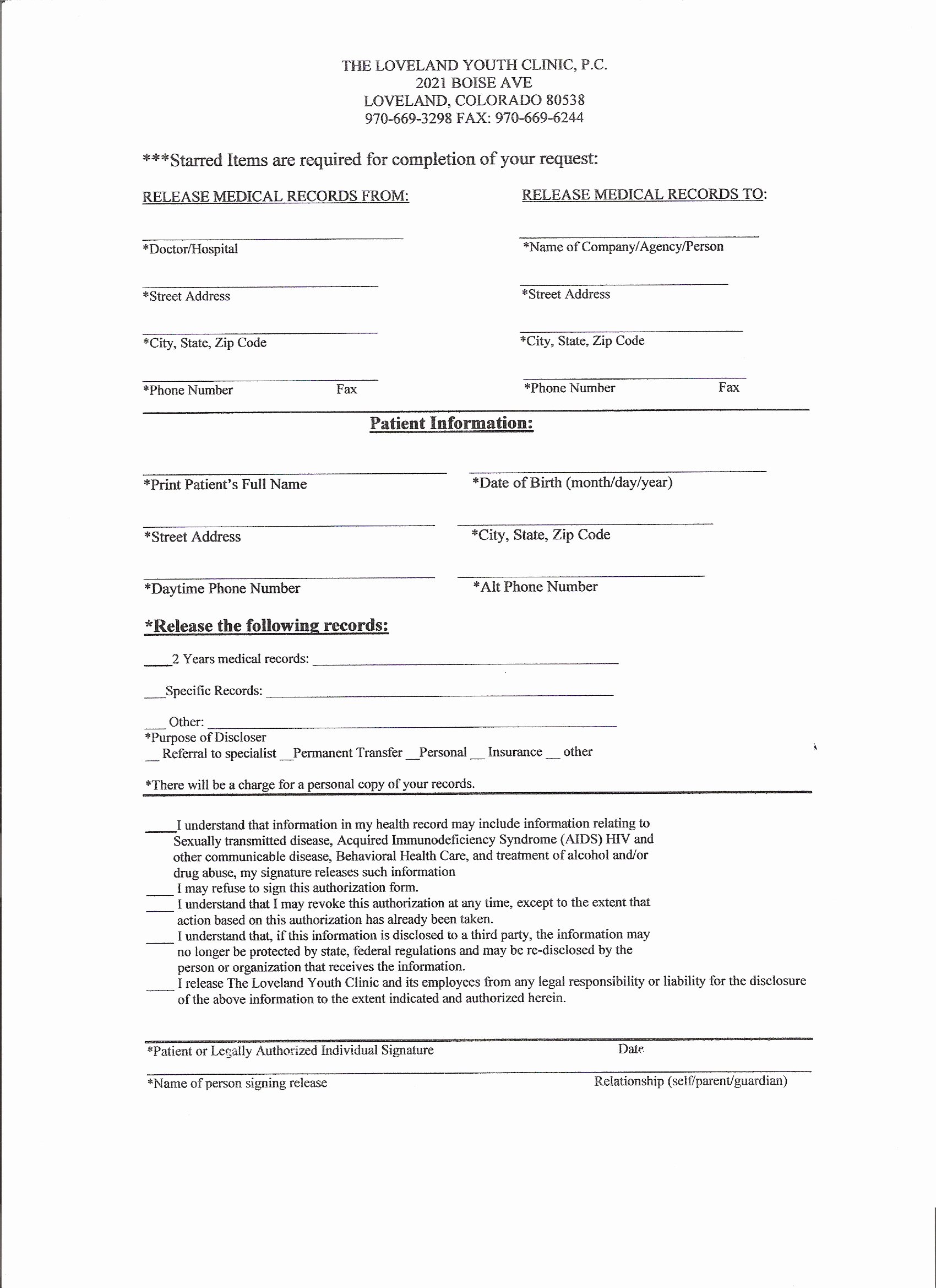 Medical Record forms Template New Medical Records Release form