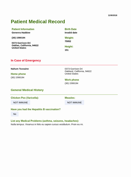 Medical Record forms Template New Patient Medical Record Template Pdf Templates