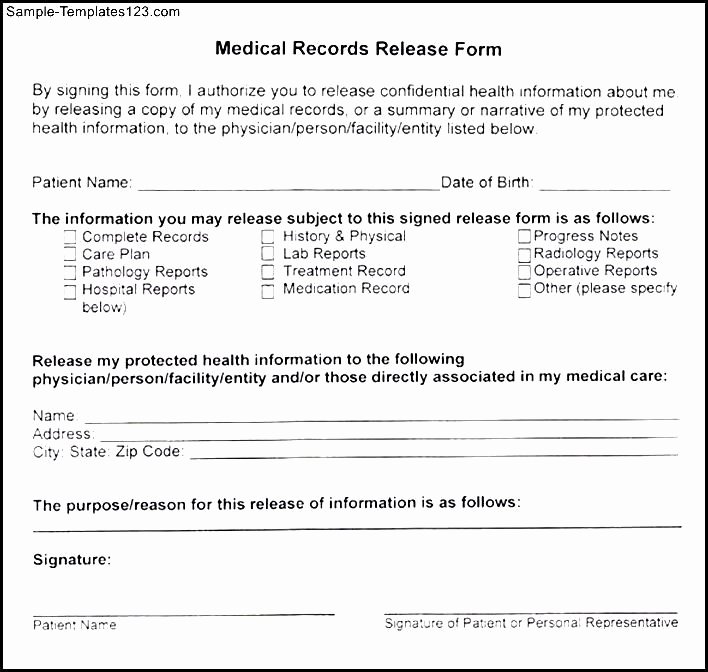 Medical Record forms Template Unique Medical Records Release form Template – Templates Free