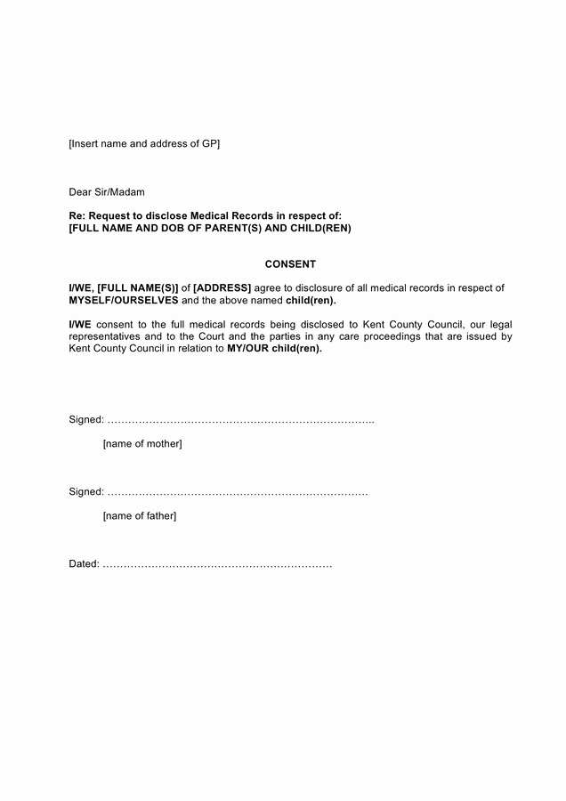 Medical Record forms Template Unique Request to Disclose Medical Records Template In Word and