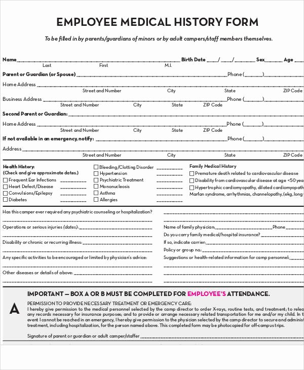 Medical Record forms Template Unique Sample Medical form