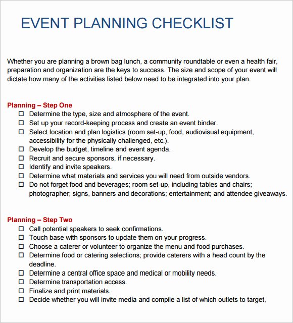 Meeting Planner Checklist Template Best Of Free 16 Sample event Planning Checklist Templates In