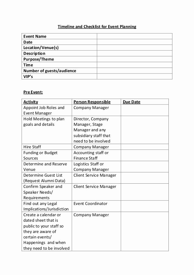 Meeting Planner Checklist Template Best Of Timeline and Checklist for event Planning