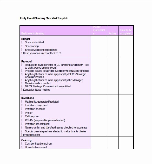 event planning checklist template