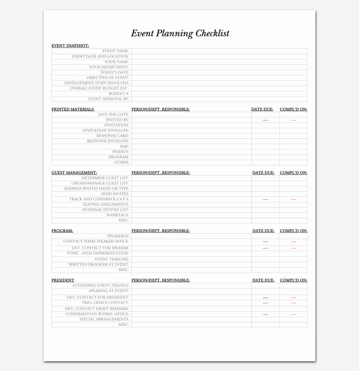 Meeting Planner Checklist Template New event to Do List Template 40 Checklists In Word Excel