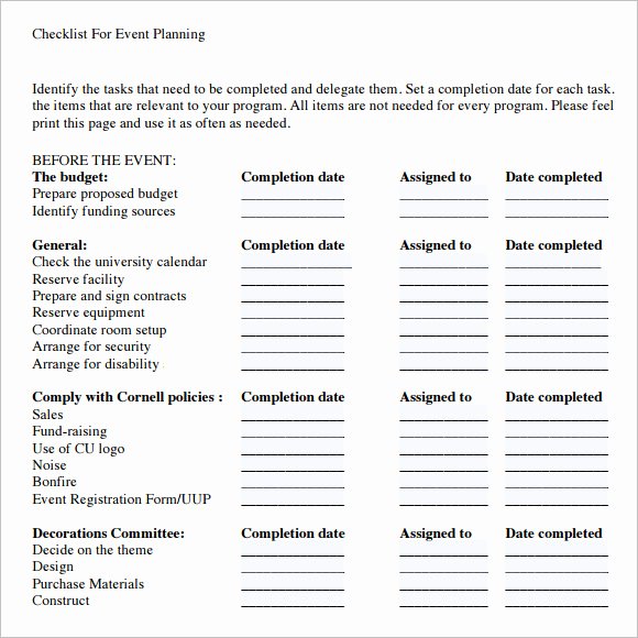 Meeting Planner Checklist Template New Free 16 Sample event Planning Checklist Templates In