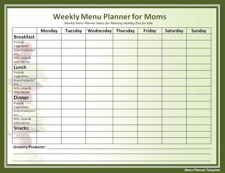 Menu Planner Template Free Beautiful Cycle Menu Template