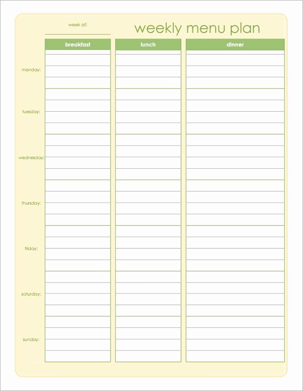 Menu Planner Template Free Beautiful Sample Meal Planning Template 17 Download Free Documents