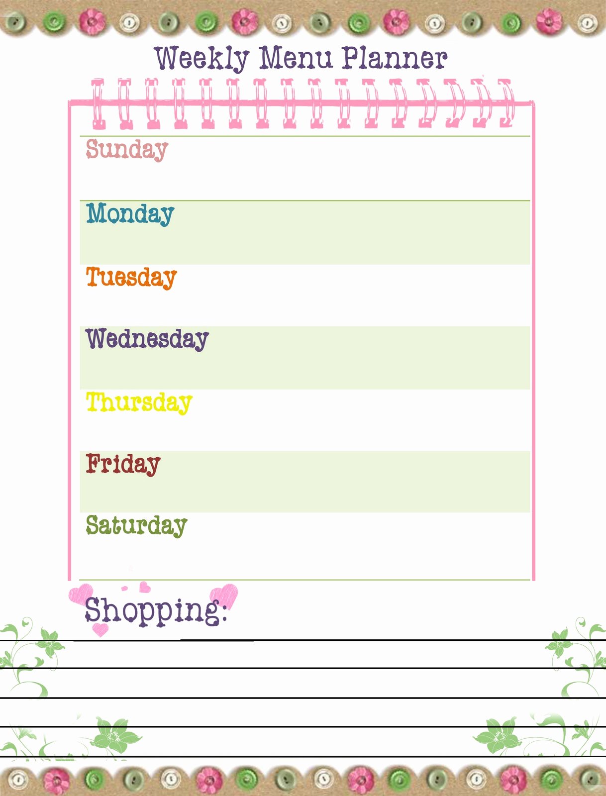 Menu Planner Template Free Inspirational Our Way to Learn Weekly Menu Planner Free Printable