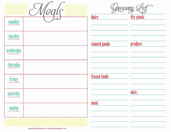 Menu Planner Template Free Luxury Free Printable Menu Planners