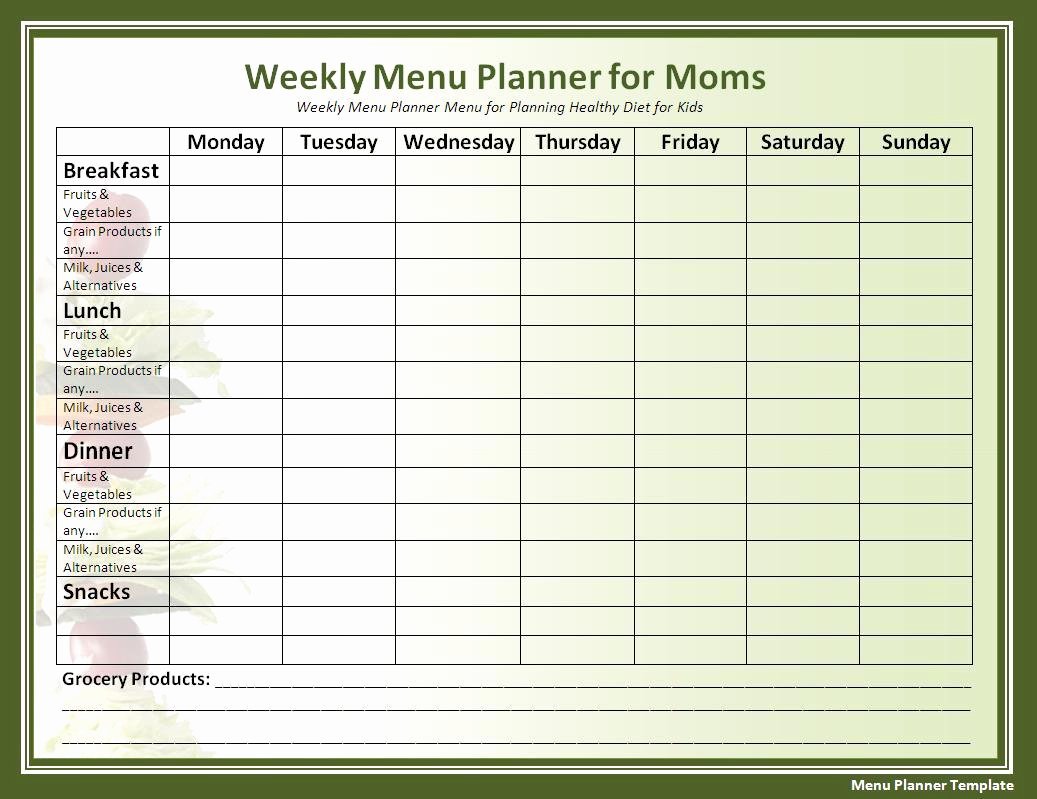 Menu Planner Template Free Luxury Printable Menu Planner Template