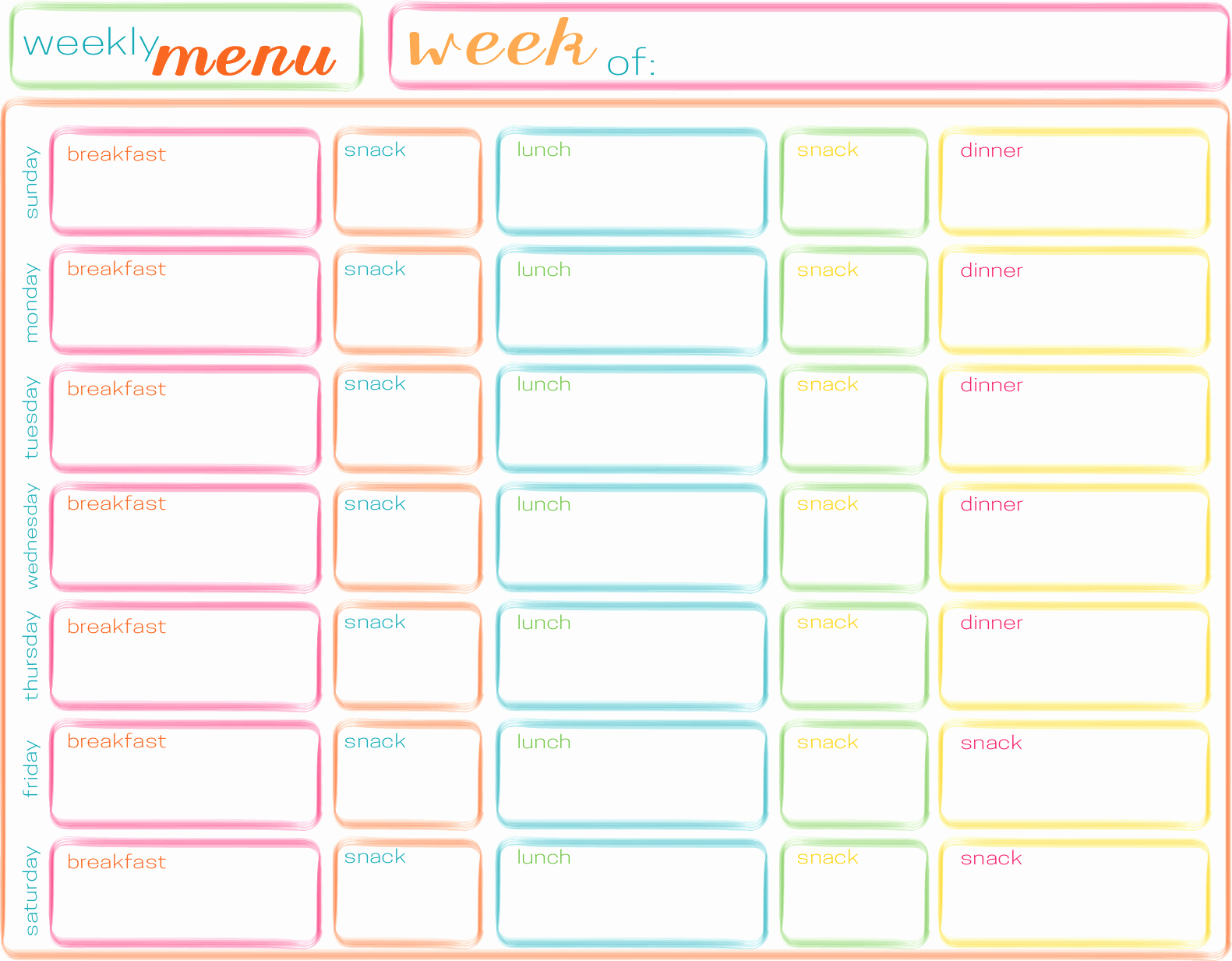 Menu Planner Template Free New Meals for the Week Planning Ahead
