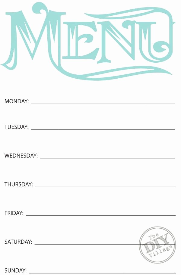 Menu Planner Template Printable Awesome Free Printable Weekly Menu Planner