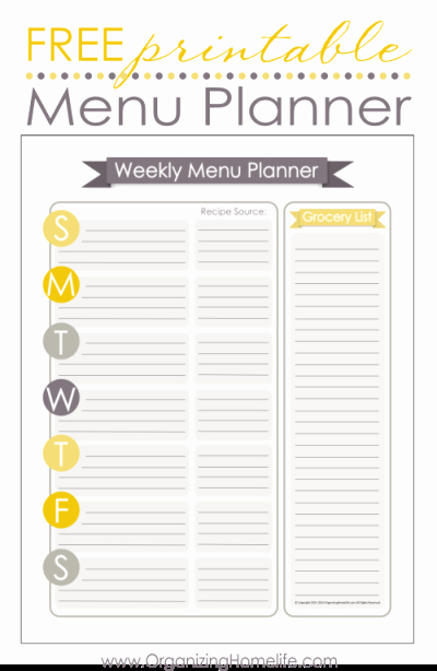 Menu Planner Template Printable Best Of the Rustic Redhead Grocery List &amp; Weekly Menu Printables