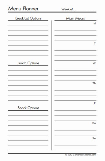 Menu Planner Template Printable New Free Printable Half Size Menu Planner