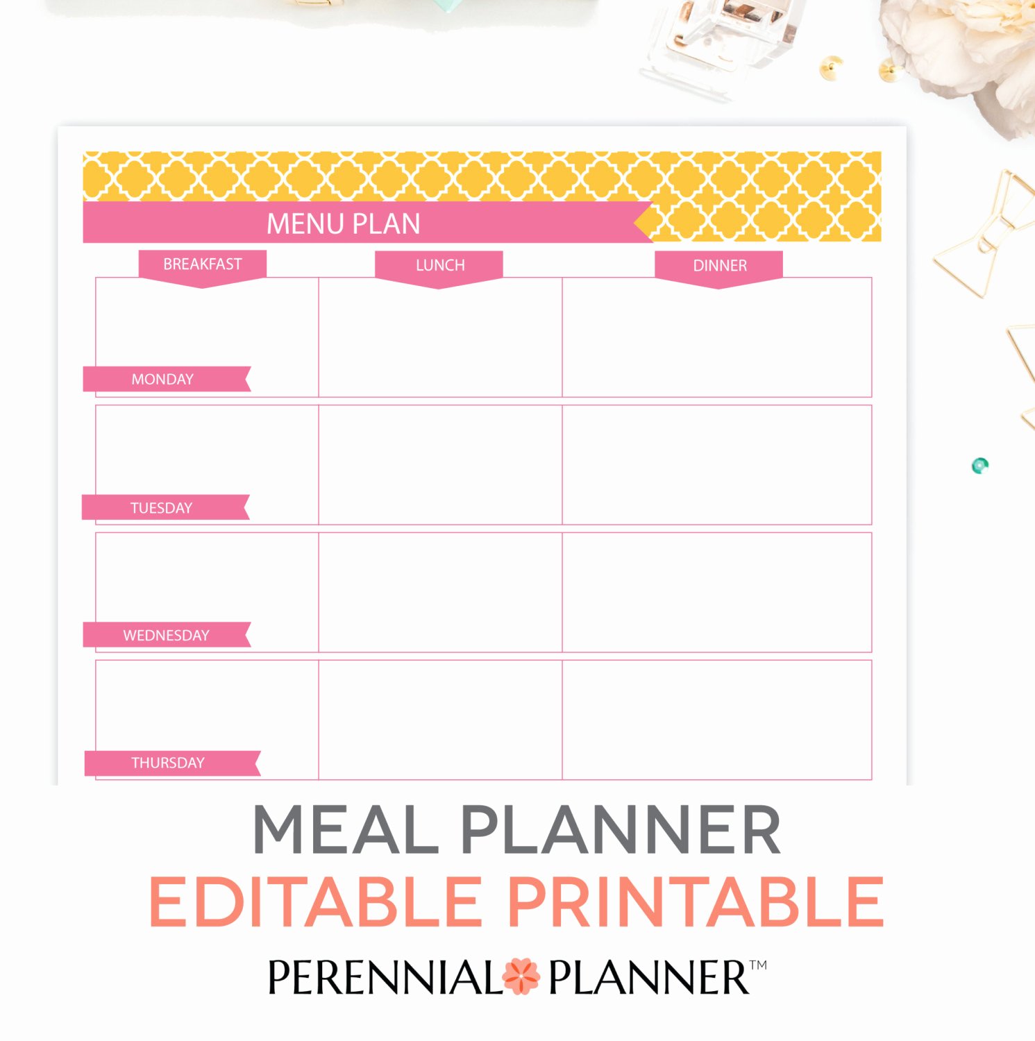 Menu Planner Template Printable Unique Menu Plan Weekly Meal Planning Template Printable Editable