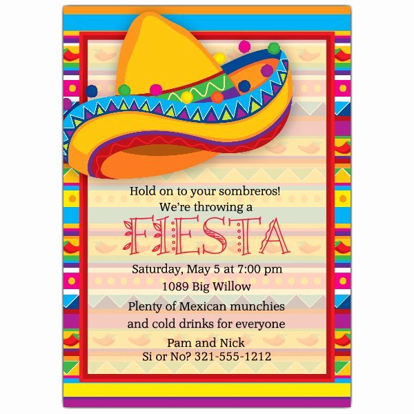 Mexican Party Invite Template Awesome Big sombrero Fiesta Invitations