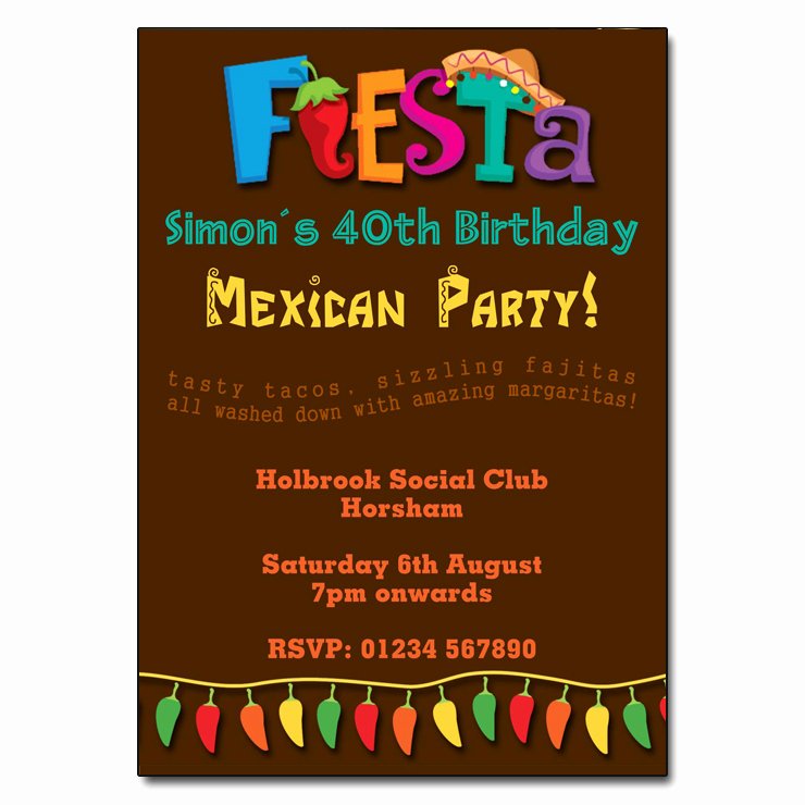 Mexican Party Invite Template Awesome Mexican Fiesta Party Invitations