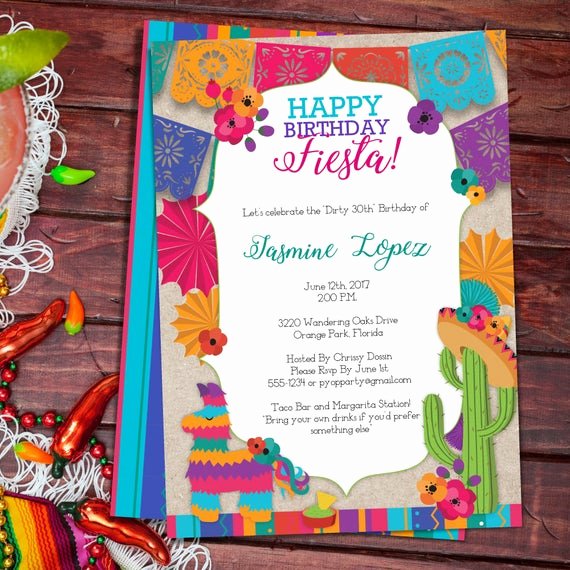 Mexican Party Invite Template Beautiful Birthday Fiesta Mexican Style Party Invitation Template