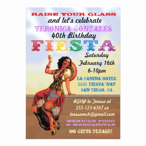 Mexican Party Invite Template Fresh Mexican Fiesta Pin Up Birthday Party Invitations 5&quot; X 7